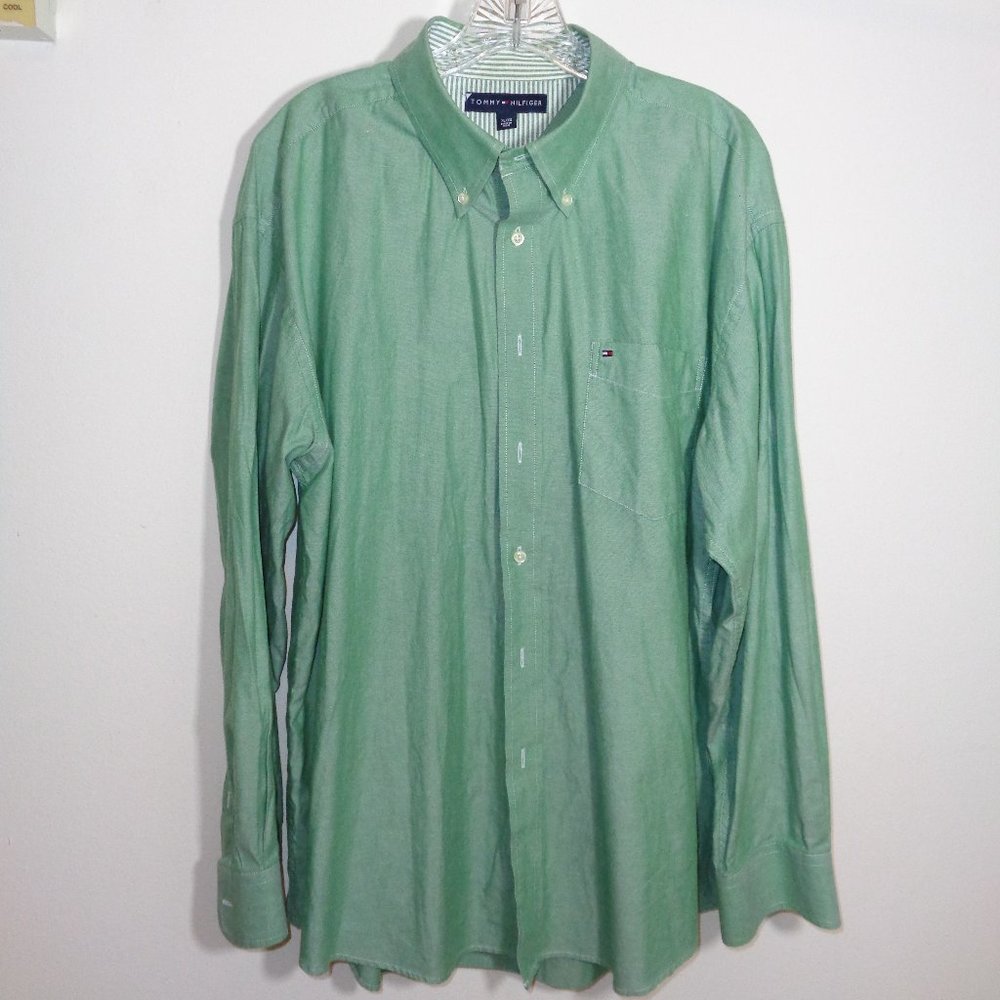 Tommy Hilfiger Men's Lt. Green Button Up Shirt XL